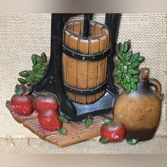 Vintage Homco Apple Press Corn Shucker Metal Wall Hanging Set Farmcore Farmhouse - Picture 2 of 7